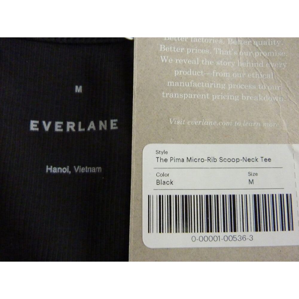 NWT Everlane Pima Micro Rib Scoop Neck Tee Black M Shirt Top Shirt - Picture 6 of 7